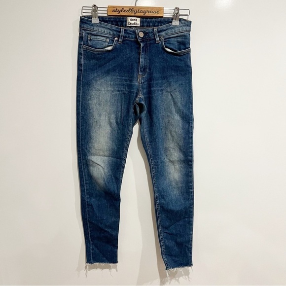 Acne Studios Skin 5 Used Blue Mid Rise Super Skinny Leg Stretch Denim Jeans - Picture 2 of 9